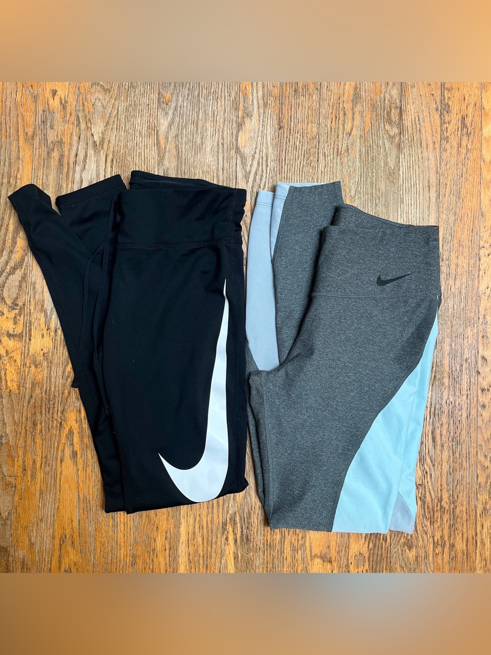Lot of 2 Nike Running Training Leggings - Black & Gray - Size Small